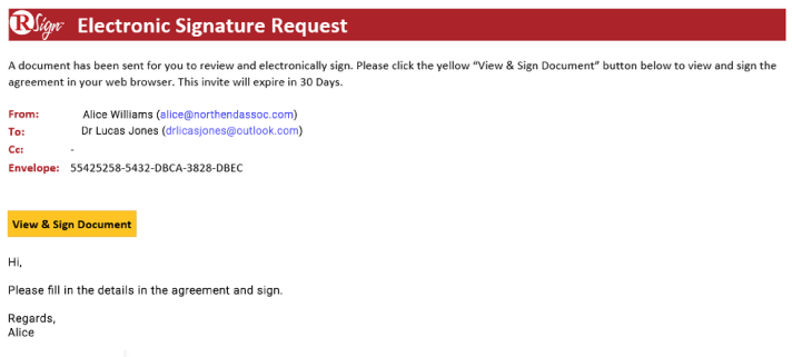 Electronic Signature Request To Sign Electronically with RSign